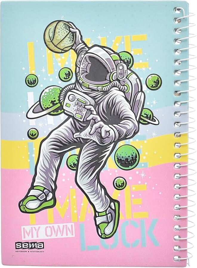 Sema High Quality Spiral Lined NoteBook With Hard Cover 16 * 23cm, 80 Sheets For Office And Students - Multi Color